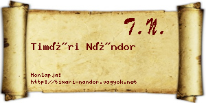Timári Nándor névjegykártya