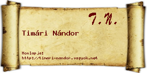 Timári Nándor névjegykártya